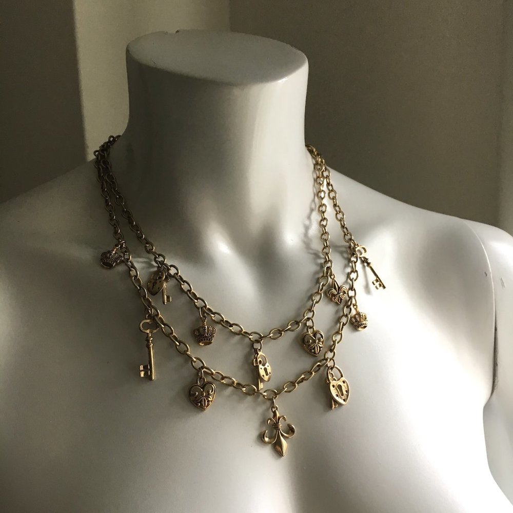 Gold Charm Statement Necklace